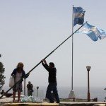 Het 'hijsen'van de Argentijnse vlag